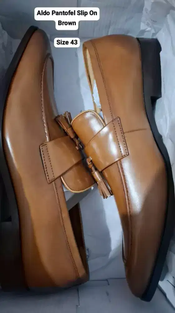 Sepatu Aldo Pantofel Size 43 Brown Coklat Pantofel Fullset Box