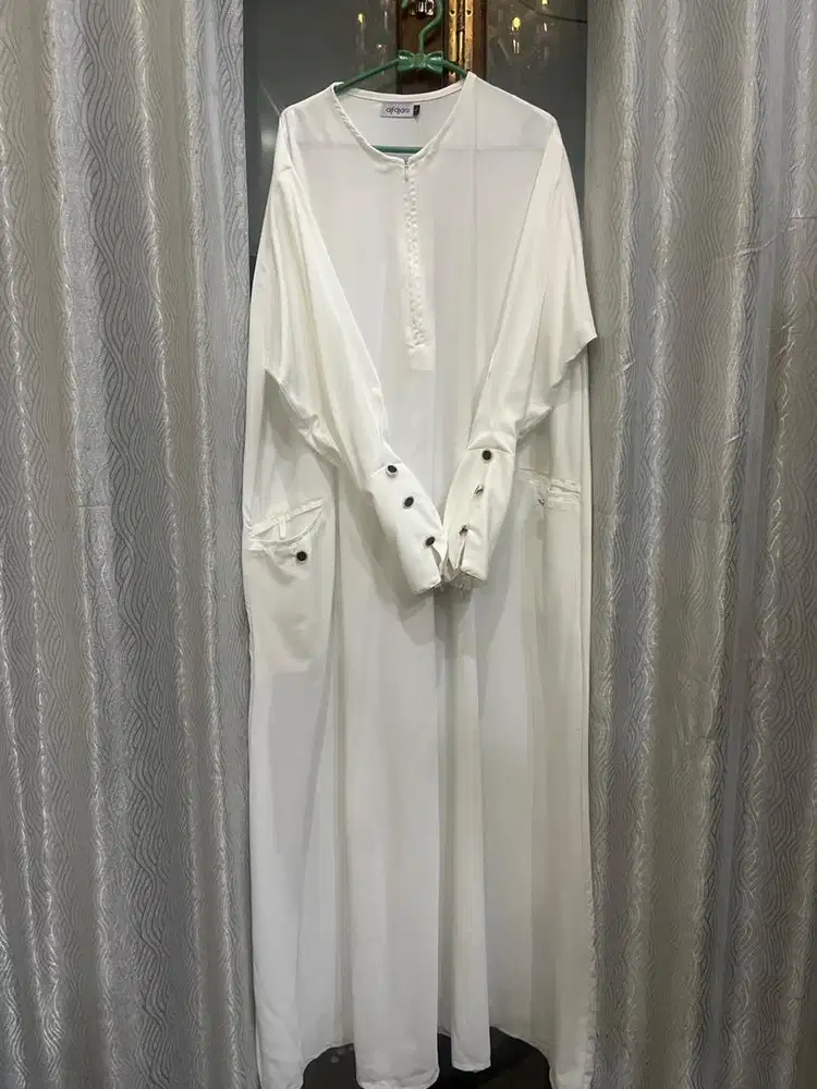 gamis warna putih umroh haji anti UV