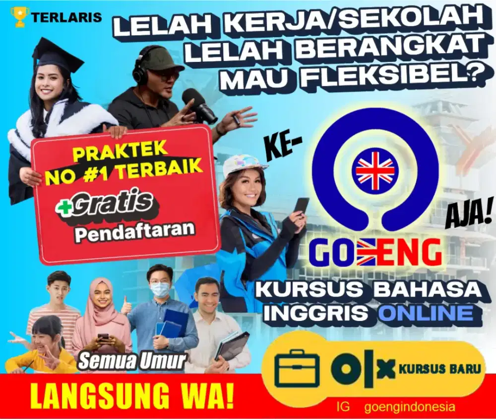 KURSUS BAHASA INGGRIS/TOEFL IELTS TRANSLATE DOK/LES PRIVAT BIMBEL GURU