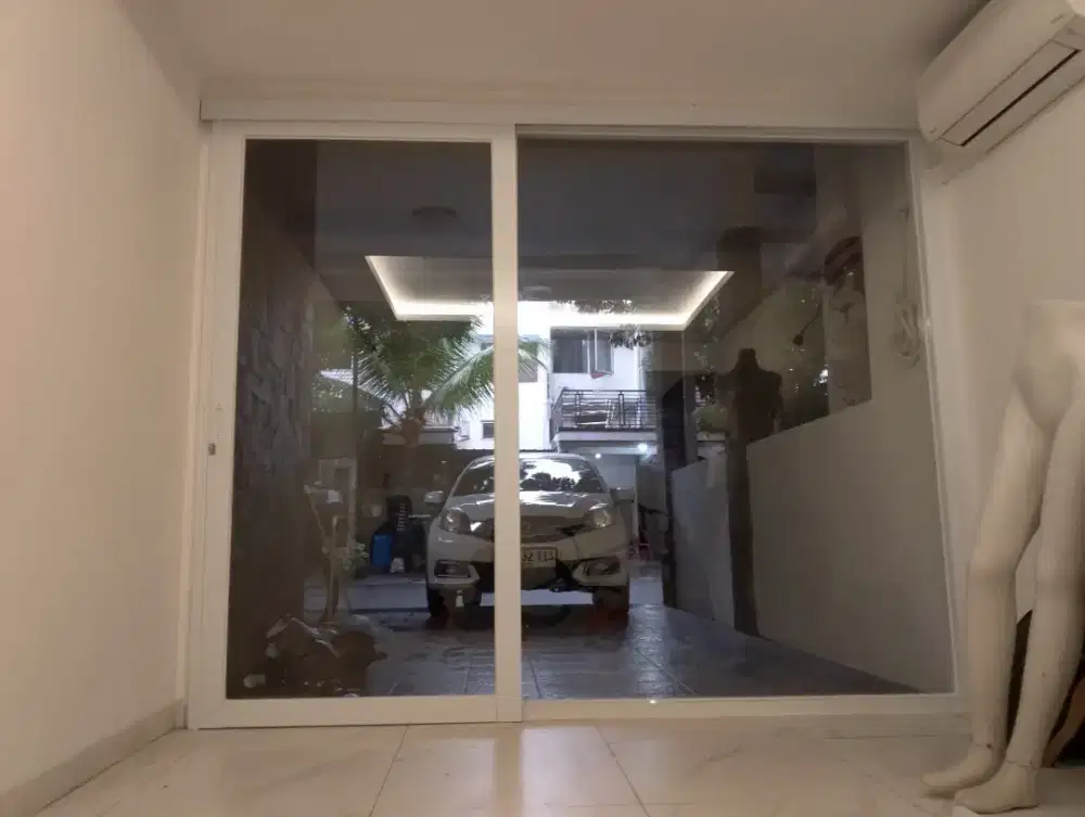 Pintu sliding kaca + kaca mati