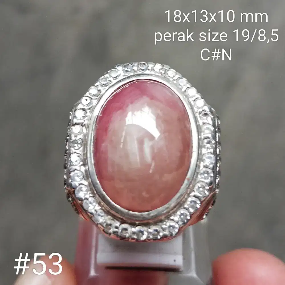 Cincin perak, batu permata natural Ruby #53