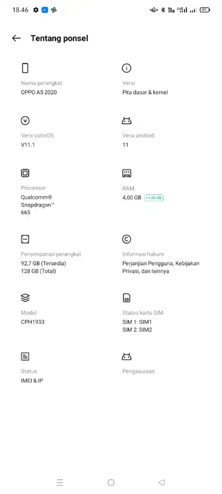 Jual hp Oppo A5 2020