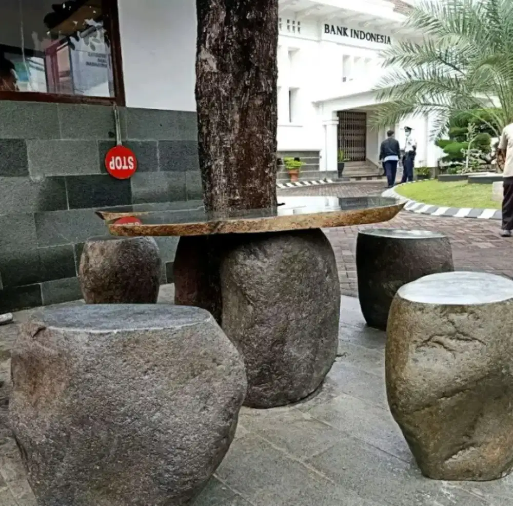 SET MEJA KURSI BATU NATURAL