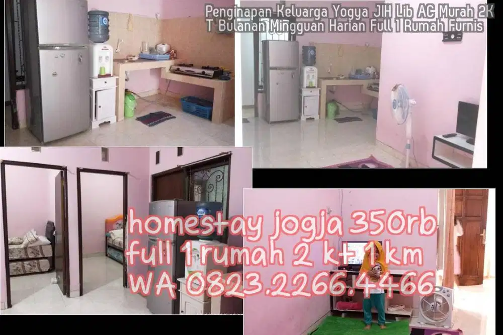 Penginapan Keluarga Yogya JIH Lib AC Murah 2KT Bulanan Mingguan Harian