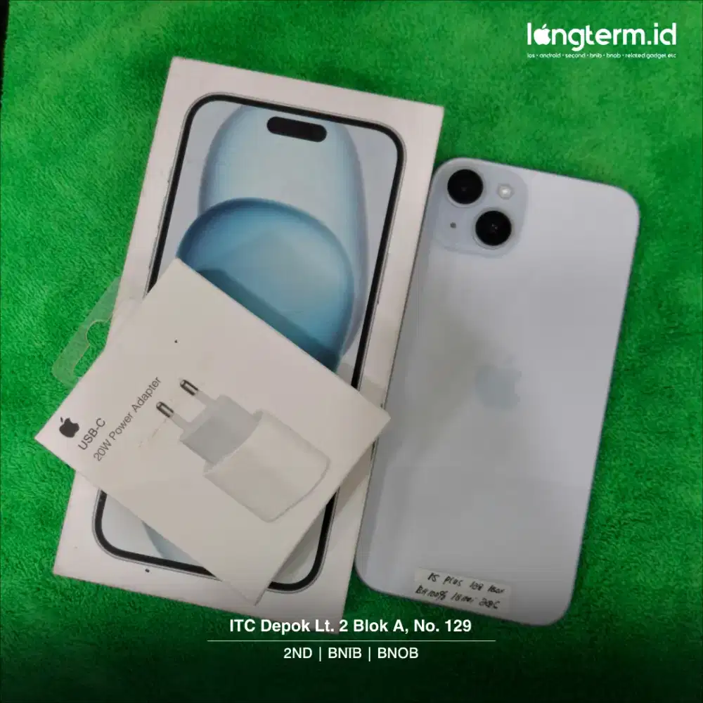 iPhone 15 Plus 128gb, iBox, Garansi mei 2026 Free Adapter