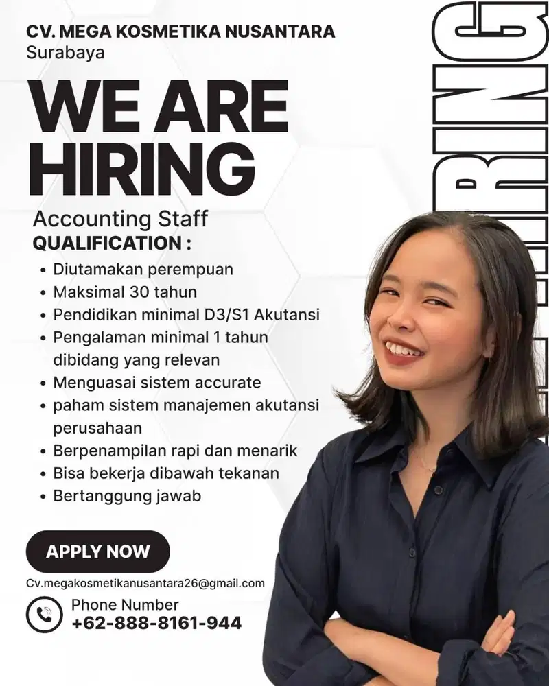 Lowongan Pekerjaan Staff Accounting Area Surabaya Gresik dan Sekitarny
