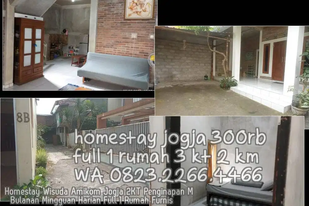 Homestay Wisuda Amikom Jogja 2KT Penginapan M  Bulanan Mingguan Harian