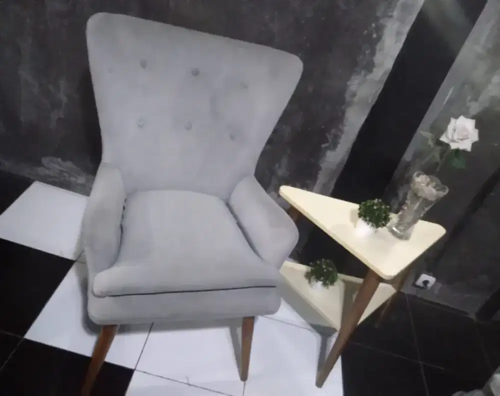 single sofa wing chair premium grey