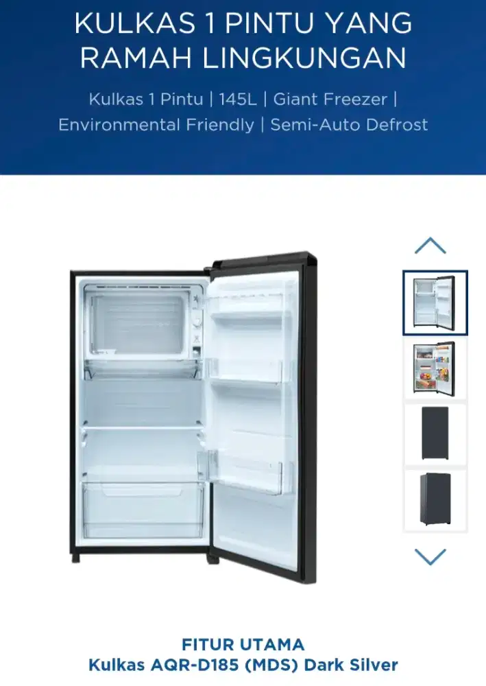 _DIJUAL CEPAT – KULKAS  1 PINTU merek AQUA AQR-D185 MDS._*