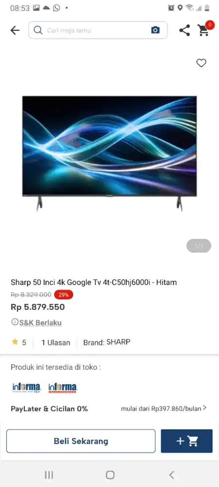 Sharp google tv50inch