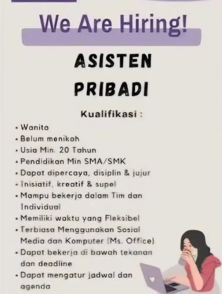 Dicari Asisten Pribadi