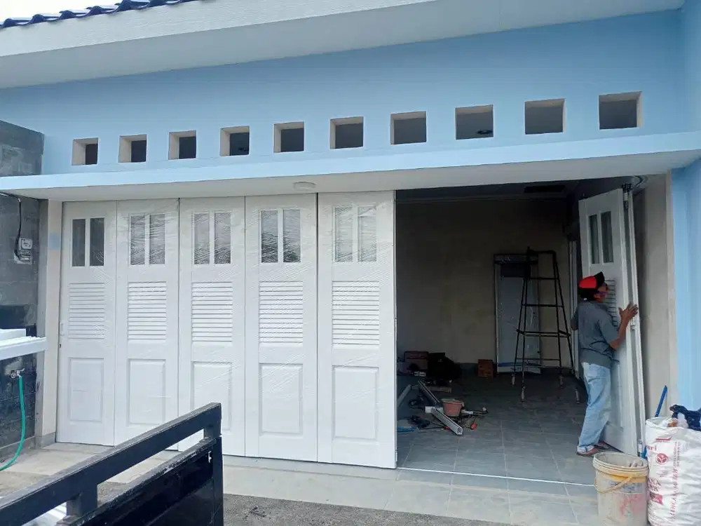 Pintu besi garasi rumah modern, sliding tikung / lipat harga terbaik