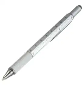 Stylus Pen Multifungsi Penggaris Waterpass Obeng Plastik - Silver