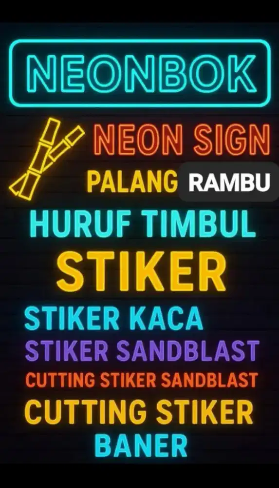 Neonbok huruf timbul