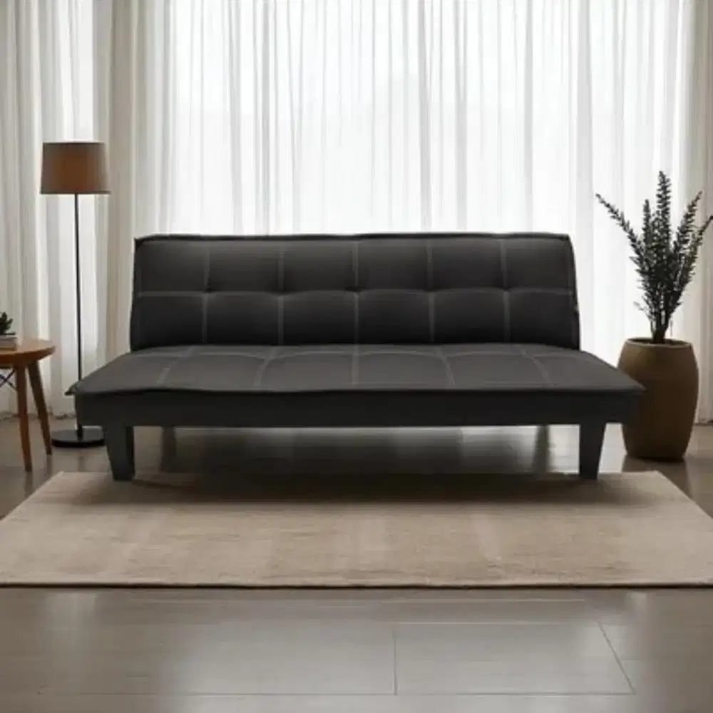 SOFA BED HITAM KULIT