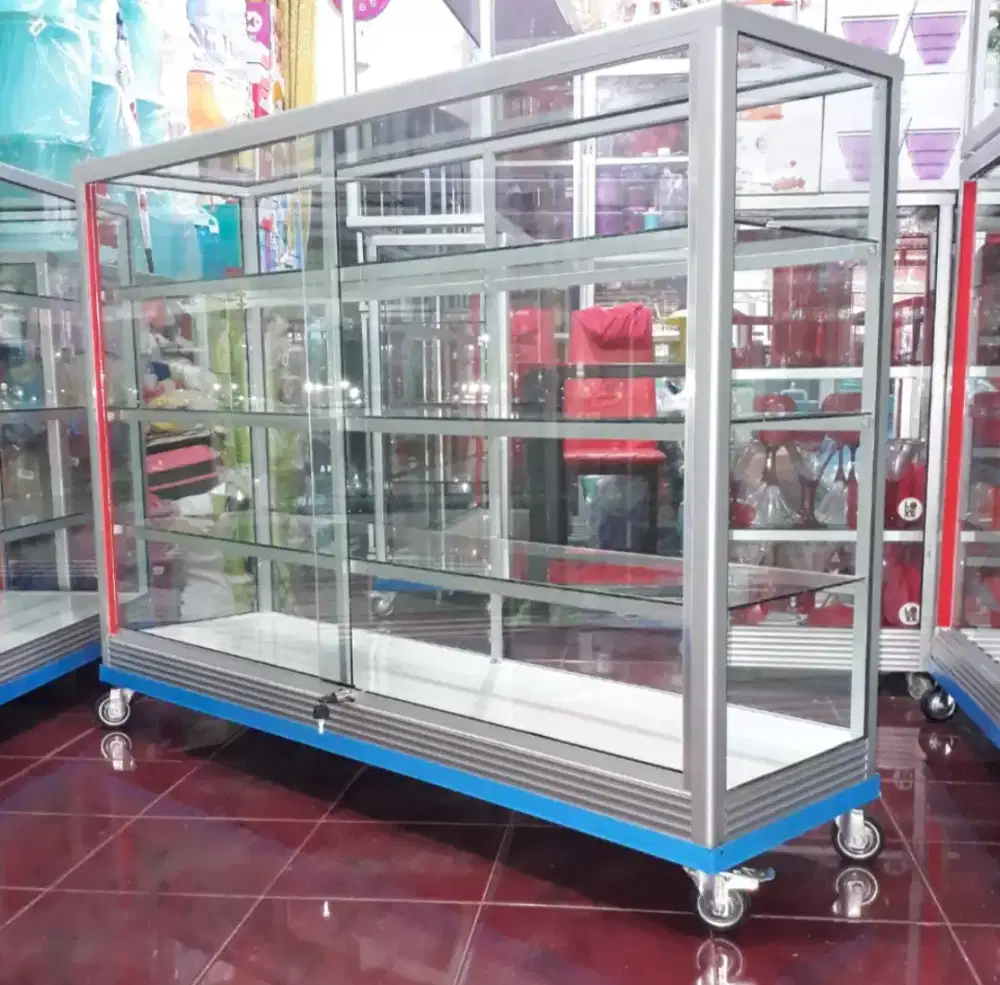Etalase Lengkap Ada RODA & SIKU BESI Panjang 1,5M Buat Usaha