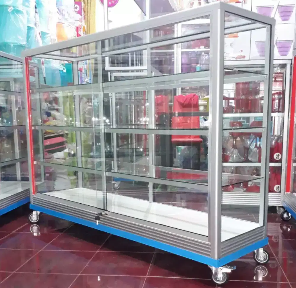 Etalase Pakai RODA BESAR & SIKU BESI Panjang 1,5M Buat Warung dll