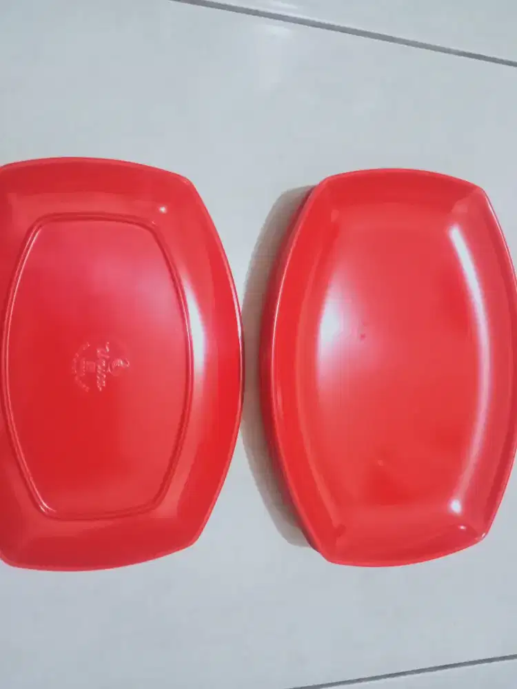 Piring melamine Estetik warnah merah