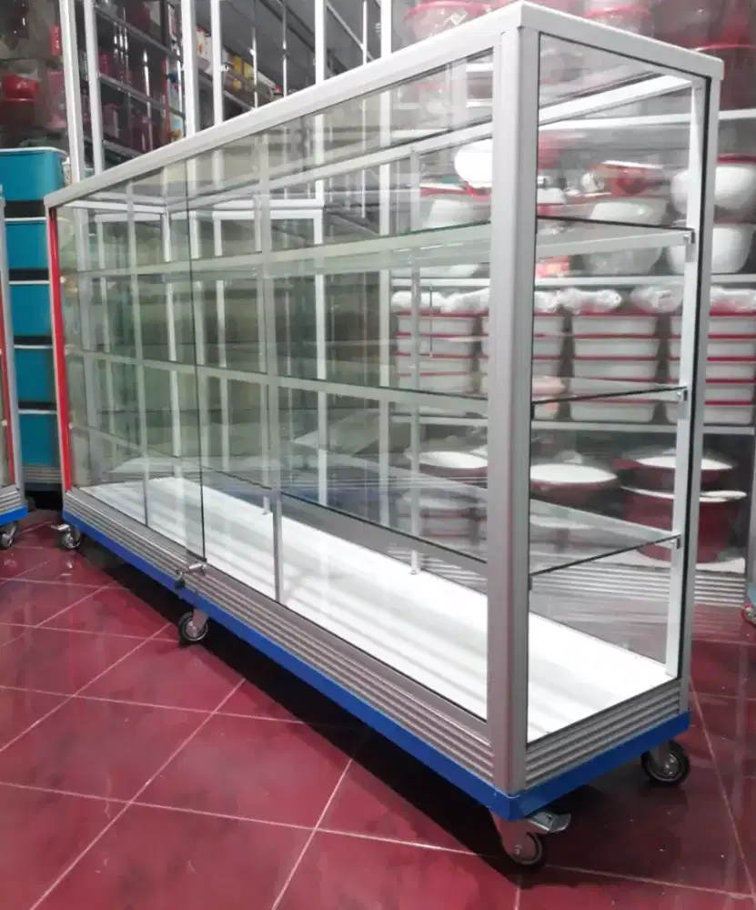 Etalase Pakai RODA BESAR & SIKU BESI Panjang 2M Untuk Usaha...