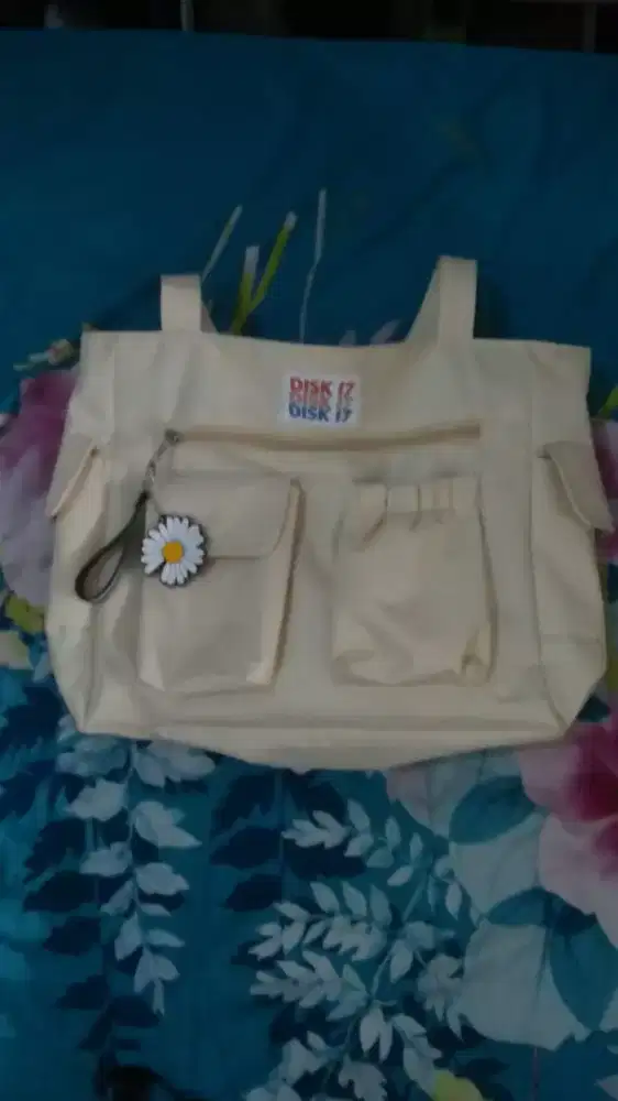 Tas Tote Canvas Krem Estetik