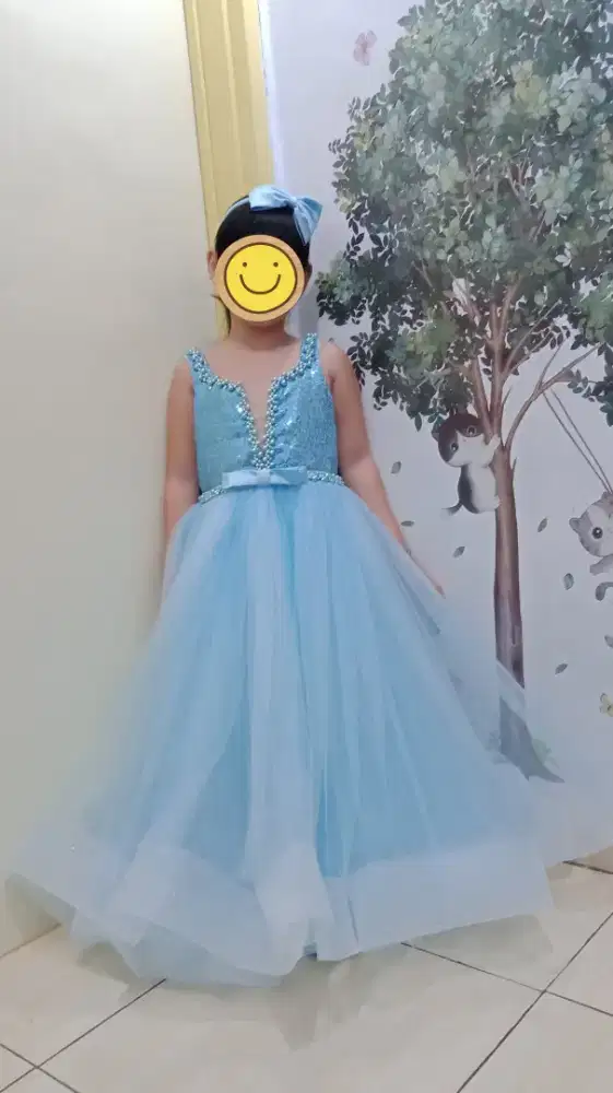 Dress anak, dress pesta anak, gaun anak, dress biru,  gaun biru, baju