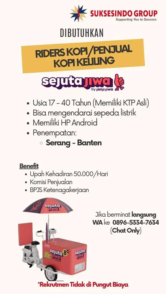LOWONGAN KERJA RIDERS / DRIVER KOPI KELILING / PENJUAL KOPI KELILING