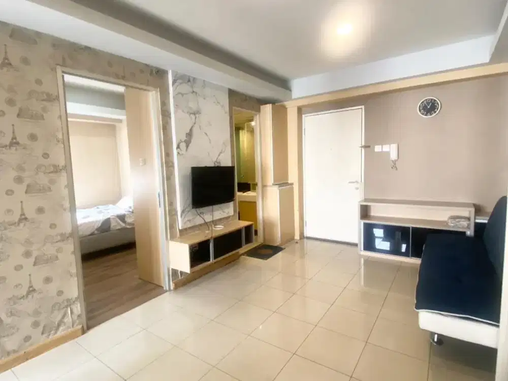 Apartemen Green Bay Pluit Tipe 3 BR renov jadi 2 BR kondisi Fully Furnished View ke Kolam + 3 AC