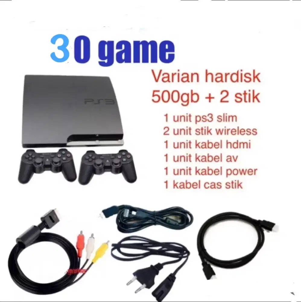 PS3 Kapasitas 500 GB Komplit