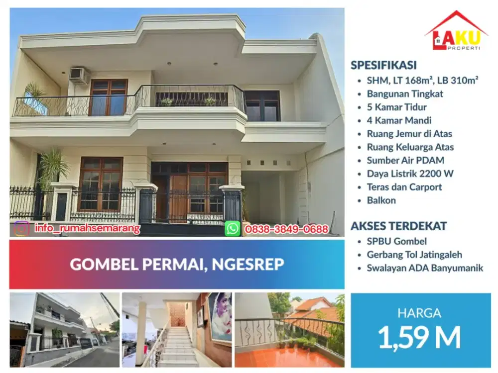 Dijual Rumah Gombel Permai – LB 300 | SHM IMB