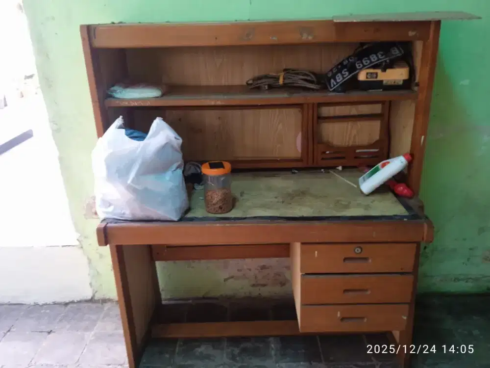 Meja belajar kayu jati uk gede