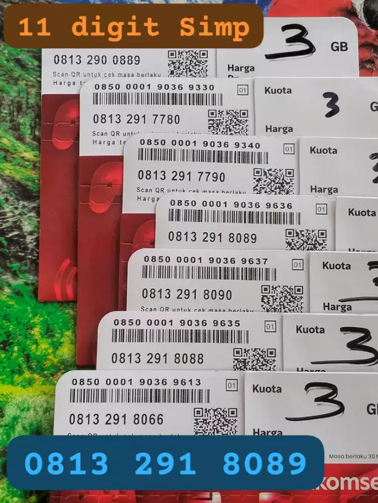 KUOTA 3 GB NOMOR CANTIK SIMPATI 11 DIGIT BARU.