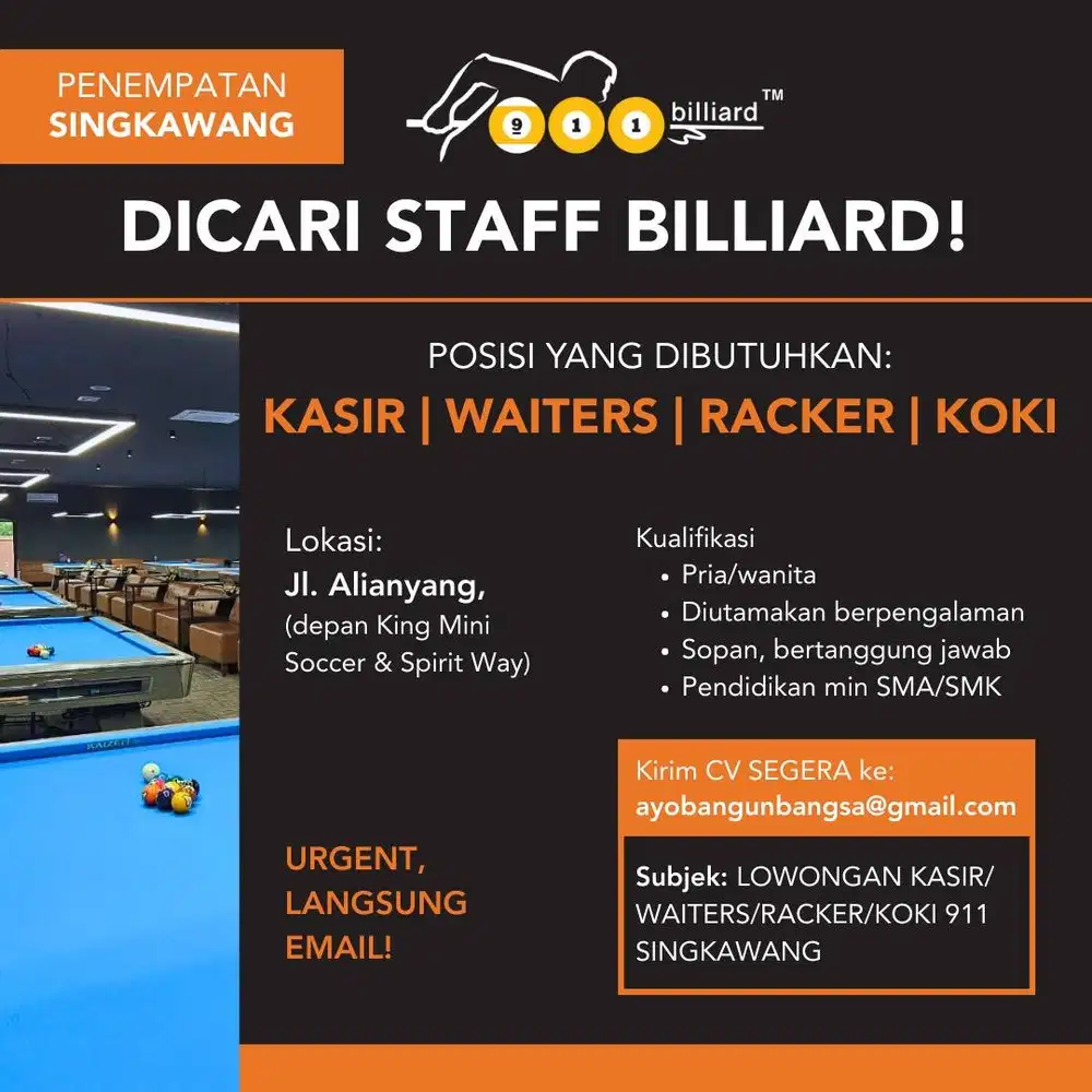 LOKER 911 BILLIARD SINGKAWANG