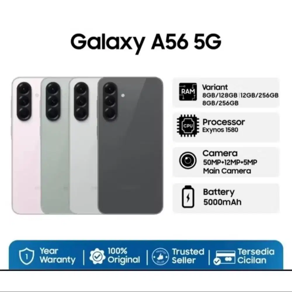Samsung Galaxy A56 5G RAM 12GB Resmi - Bisa Cicilan Kredivo
