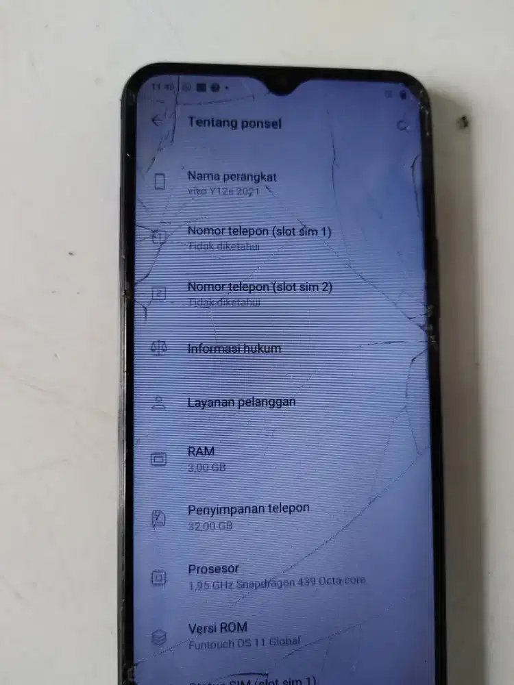 Hp Vivo y12s layar pecah