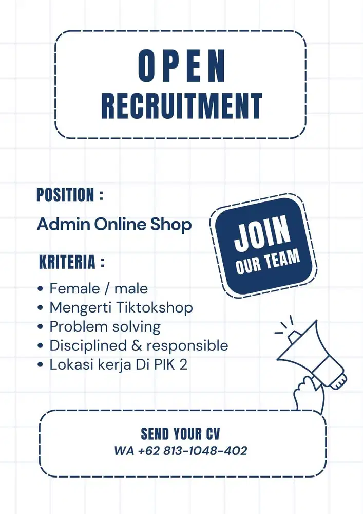 Lowongan pekerjaan sebagai Admin online shop