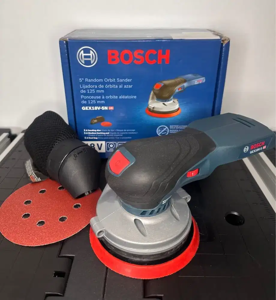 Bosch Cordless 5 In Random Orbit Sander GEX 18V-5N Mesin Alat Amplas