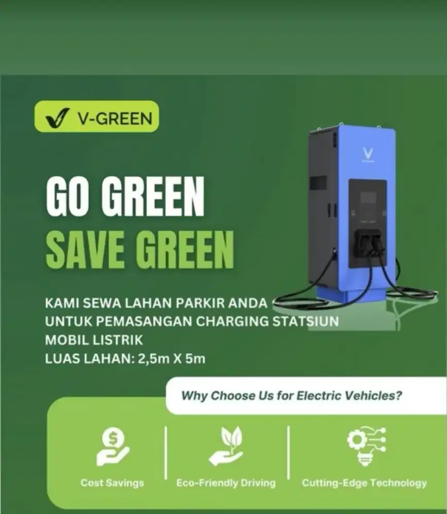 Dicari untuk kerjasama kontrak lahan untuk charging mobil listrik