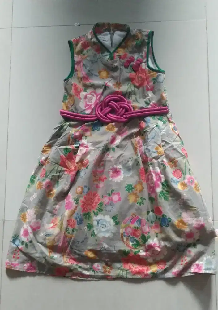 DRESS CHEONGSAM ANAK MOTIF BUNGA CANTIK