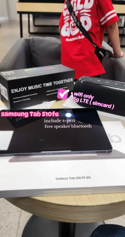 tablet samsung S10fe simcard dan wifi only (free speaker )