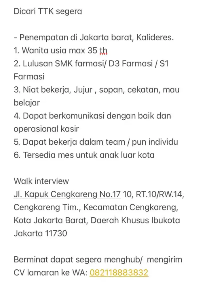 Loker farmasi ttk / aa