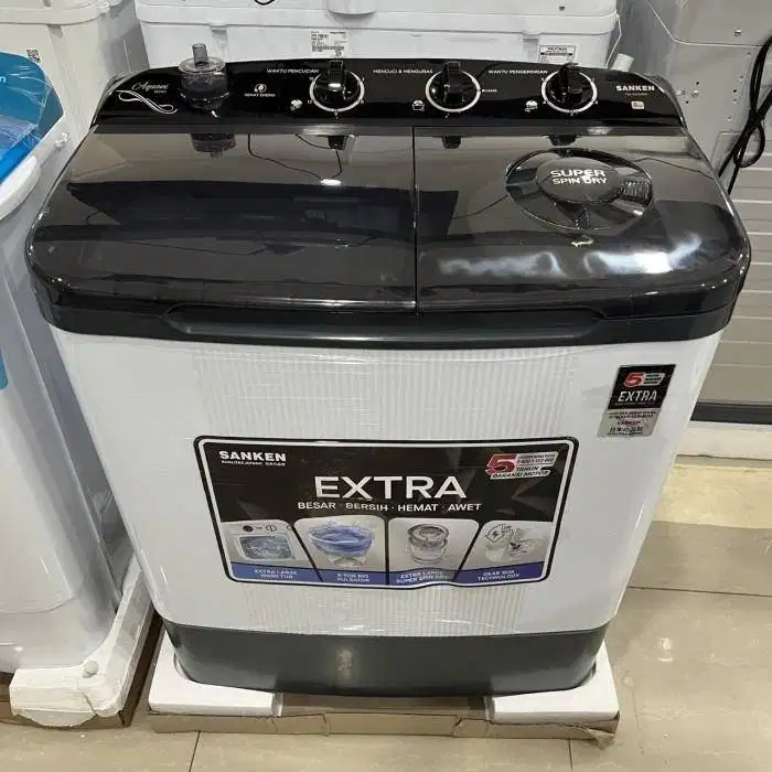 Sanken Mesin Cuci 2 Tabung Kapasitas 8 Kg Transparan