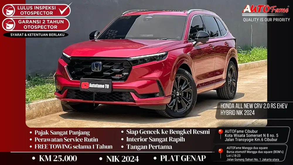 Honda All New CRV 2.0 RS eHEV Hybrid NIK 2024 Ignite Red On Black