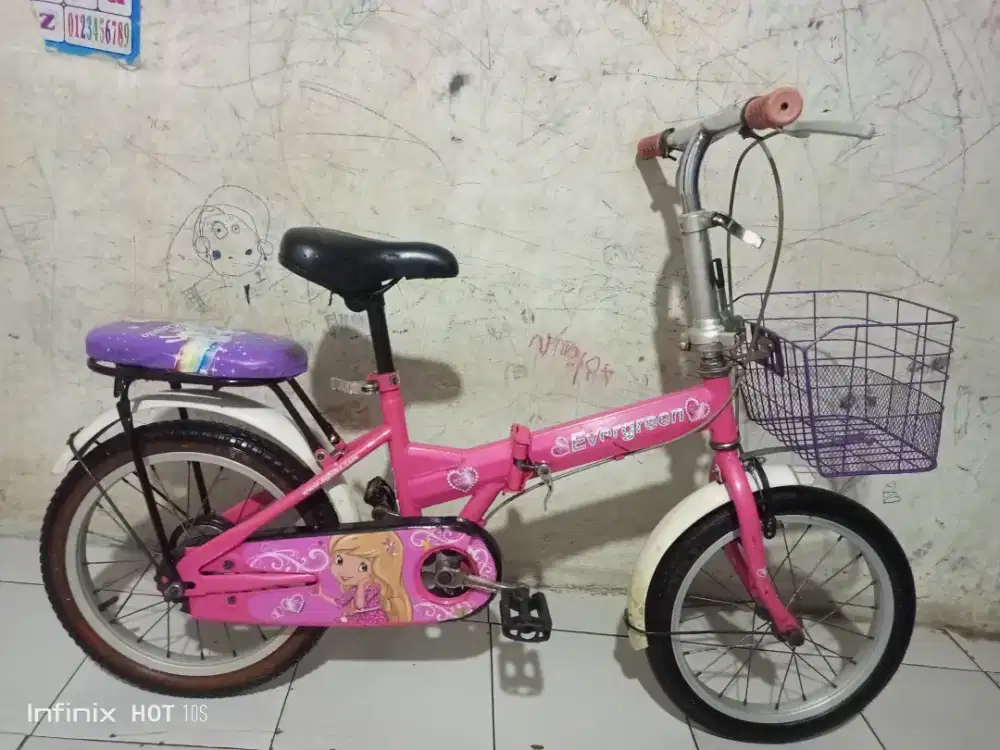 SEPEDA LIPAT ANAK CEWEK UKURAN 16 KOKOH SIAP PAKAI