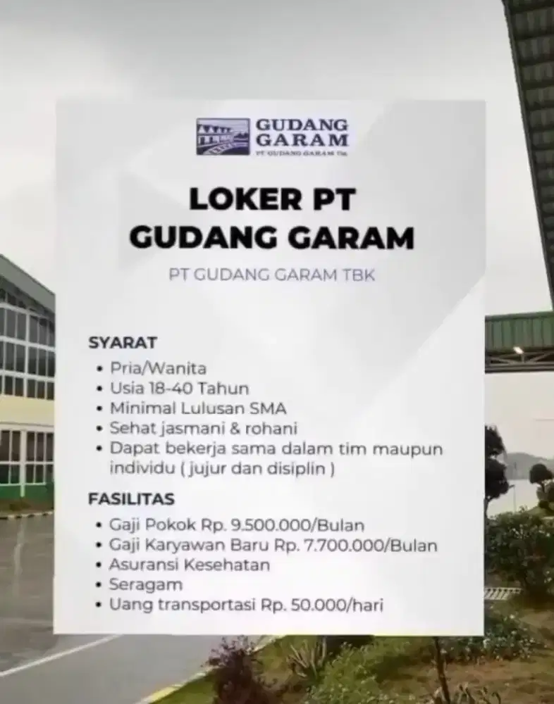 Loker PT gudang garam