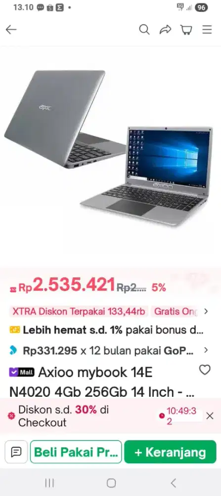 Di jual laptop Axioo mybook 14 e