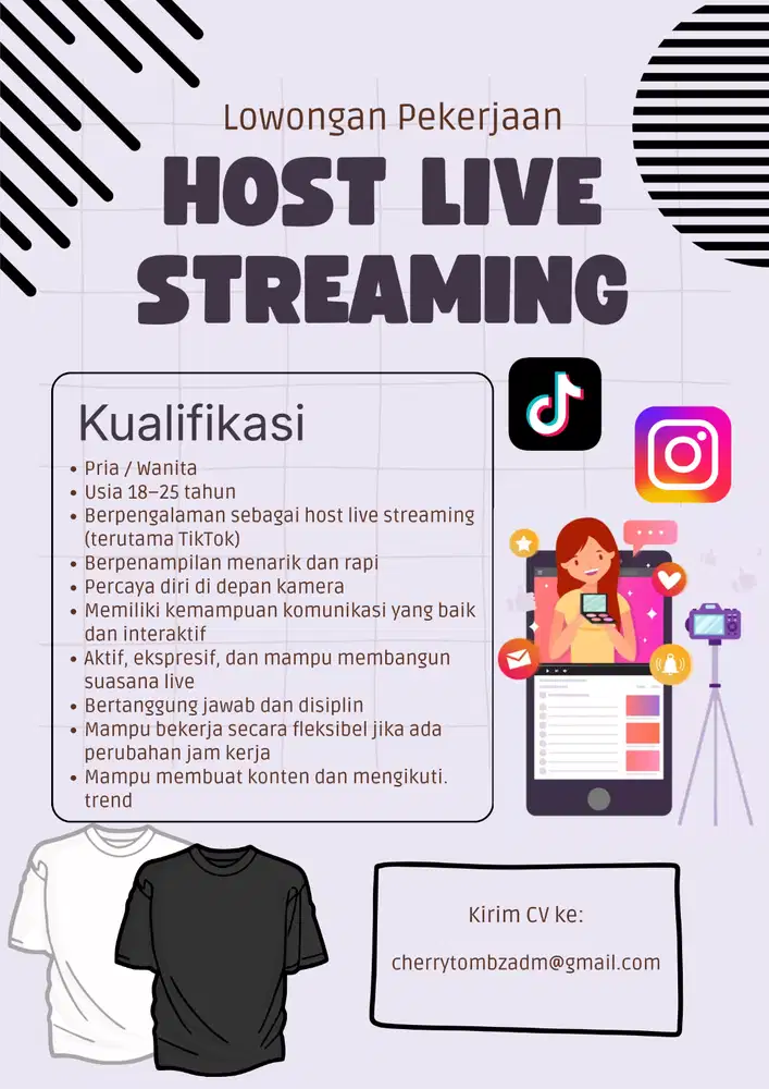 HOST LIVE STREAMER LOWONGAN KERJA