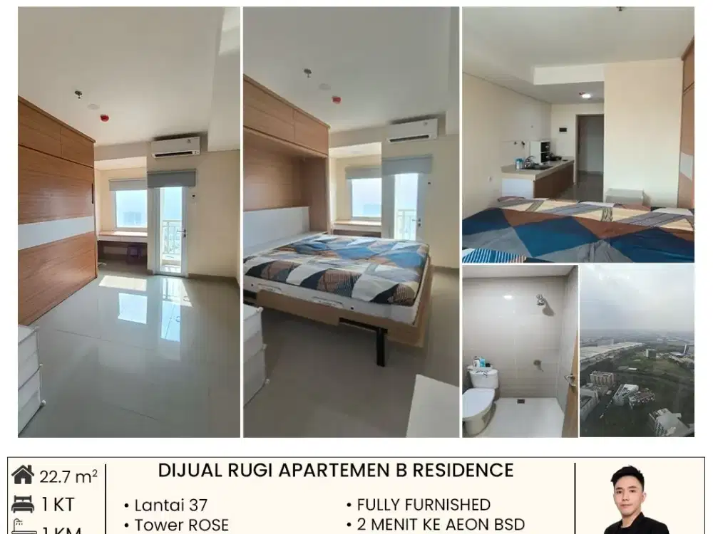 (IRV) DIJUAL RUGI APARTEMEN B RESIDENCE FULLY FURNISHED (LT.37)
