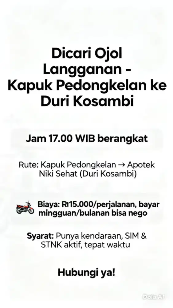 Dicari ojol langganan (pribadi)