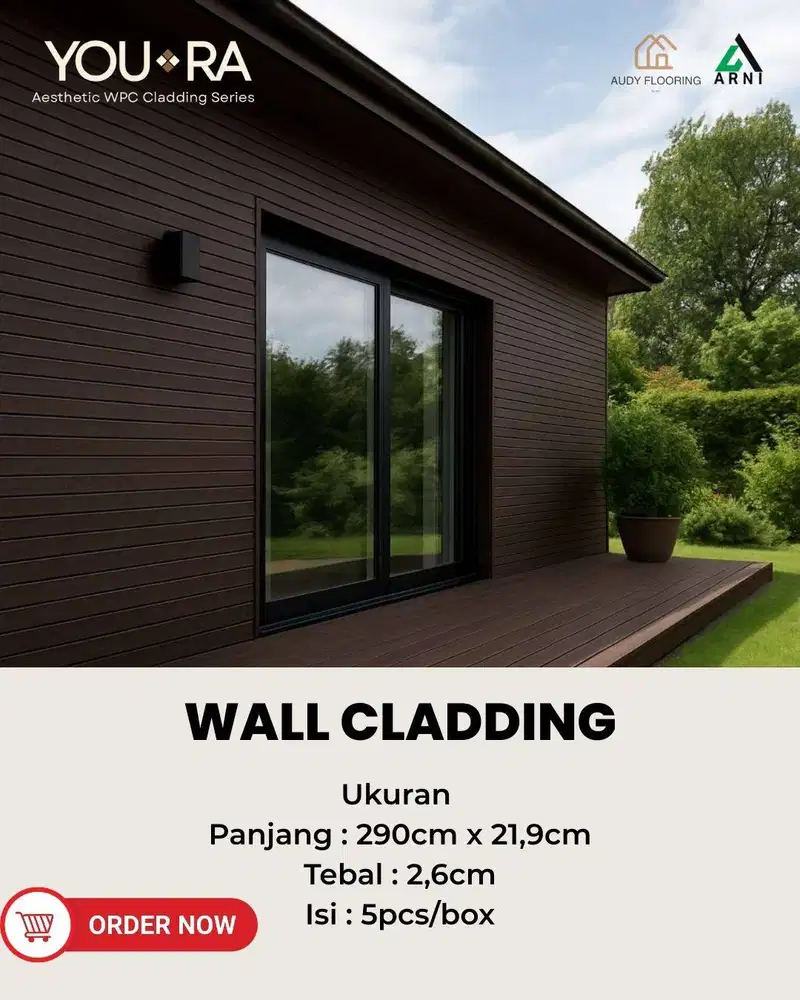 WPC Wall Cladding Outdoor Youra | Motif Kayu Panjang 2,9m