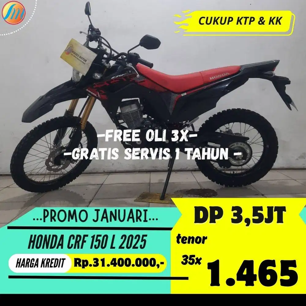 HONDA CRF 150 L 2025 KREDIT DP 3,5JUTA ANGSURAN TERJANGKAU BERGARANSI